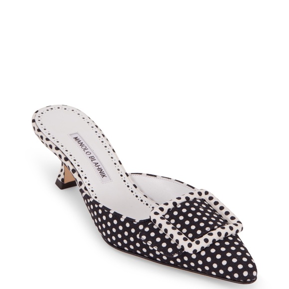 Manolo Blahnik Shoes - Manolo blahnik Size 5.5 Maysale Black & White Polka Dot Mule